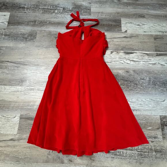 L’AGENCE Red Halter Dress Size 4 Draped Front Cocktail Party - Picture 6 of 10